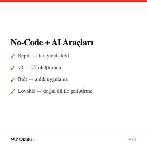 No-Code+AI platformları - Replit, v0, Bolt, Lovable karşılaştırması