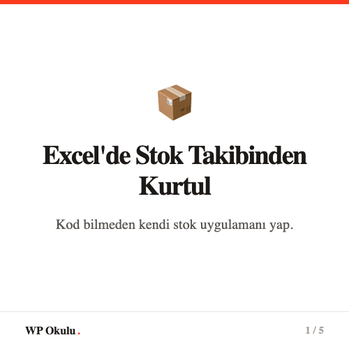 Excel'de stok takibinden kurtul - Kendi stok uygulamanı kendin yap