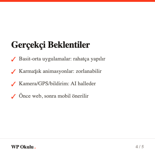 Vibecoding ile yapılabilecek mobil uygulamalar - Liste, form, e-ticaret, sosyal ağ