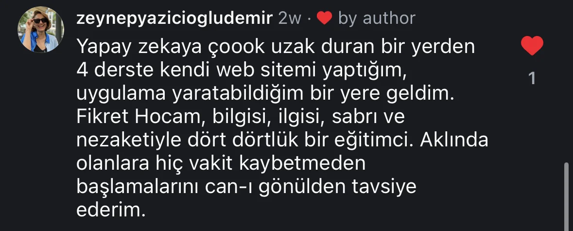@zeynepyaziciogludemir Instagram yorumu