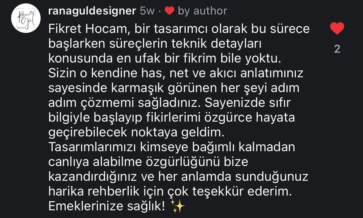 @ranaguldesigner Instagram yorumu